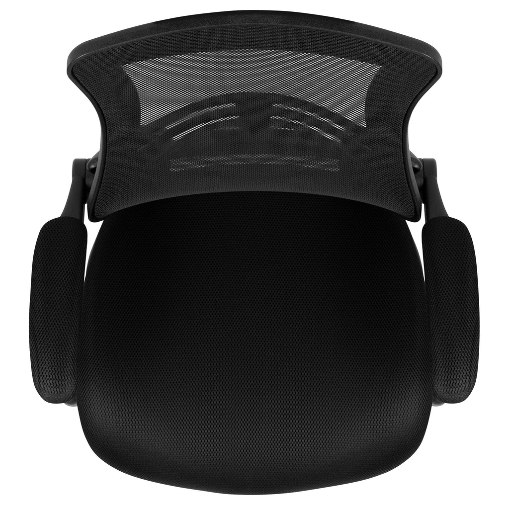 Flash Furniture Set of 4 Mid-Back Swivel Ergonomic Task Office Chairs with Flip-Up Arms, Black Mesh