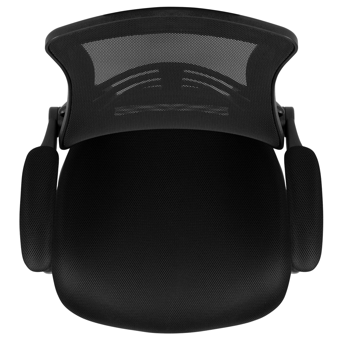 Flash Furniture Set of 4 Mid-Back Swivel Ergonomic Task Office Chairs with Flip-Up Arms, Black Mesh