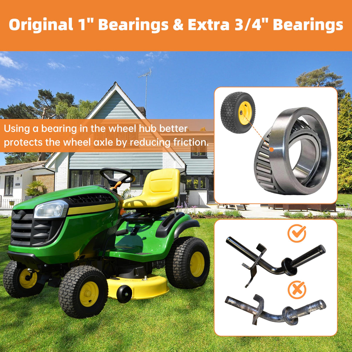 2-Pack 20x10.00-8 Tubeless Lawn Mower Rear Tire and Wheel Assembly, 4-Ply.