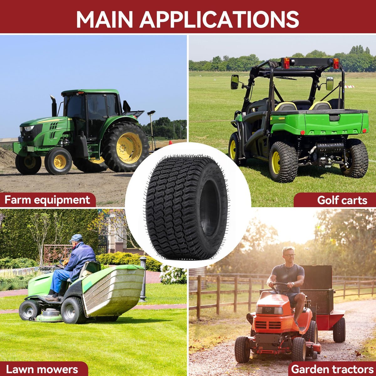 YITAMOTOR 20x10.00-8 Lawn Mower Tires, 4 Ply Tubeless Tractor Turf Tire