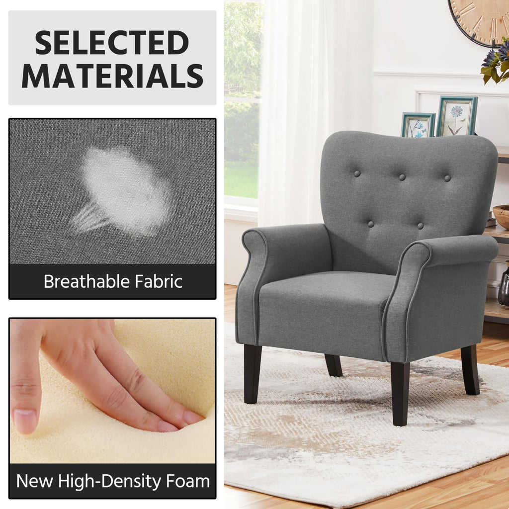 Yaheetech High Back Accent Chair Set of 2 with Rolled Arms, Navy Blue
