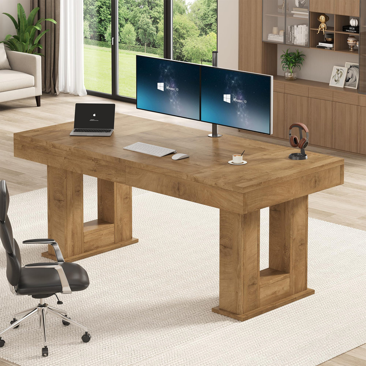 63 inch Rectangular Executive Desk with Spacious Desktop